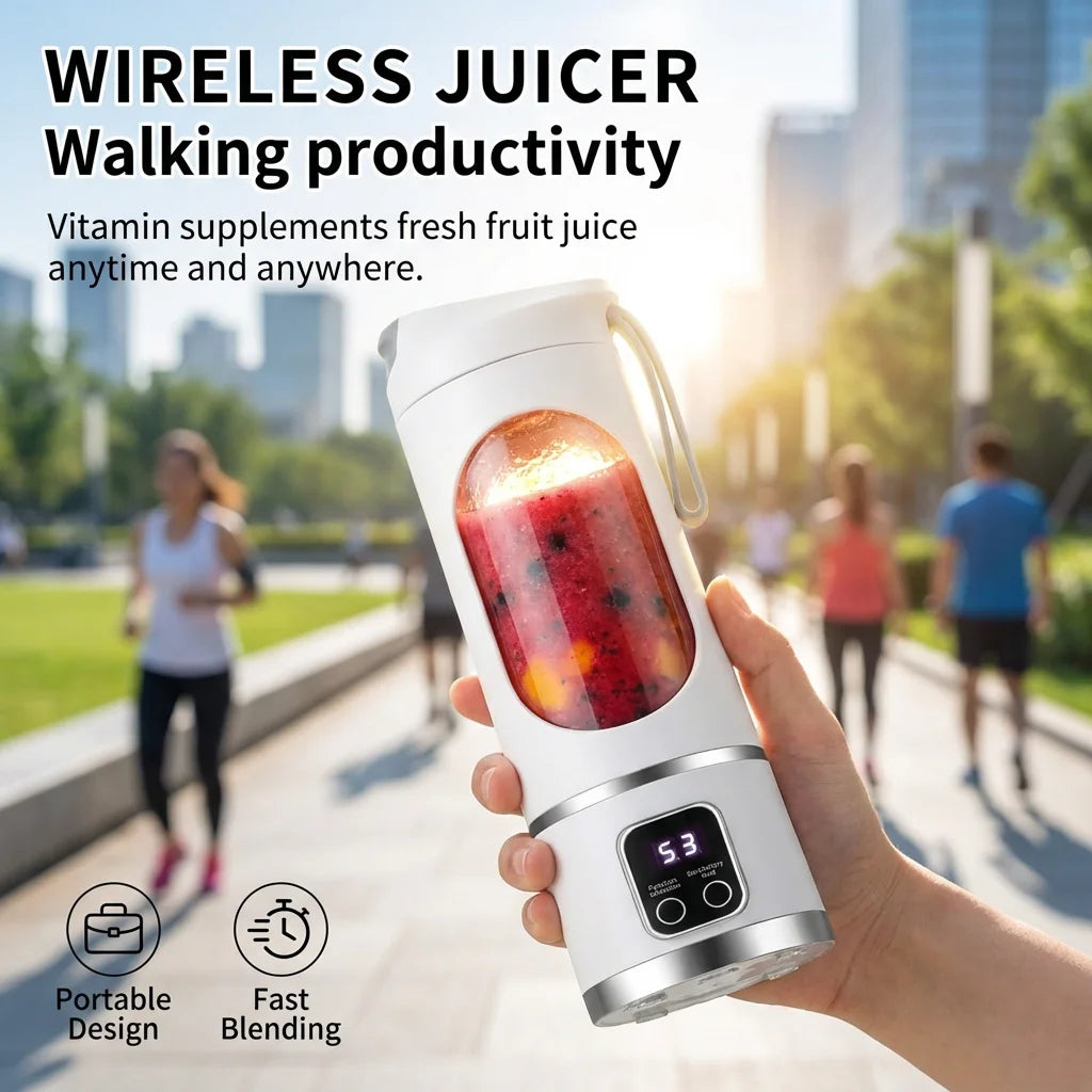 450ML Portable Electric Juicer Cup | Rechargeable Personal Blender with Digital Display