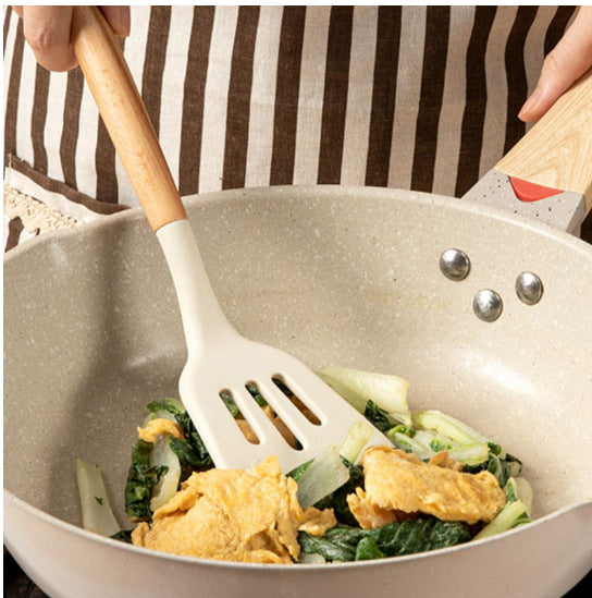 Wooden Handle Silicone Kitchen Utensil Set