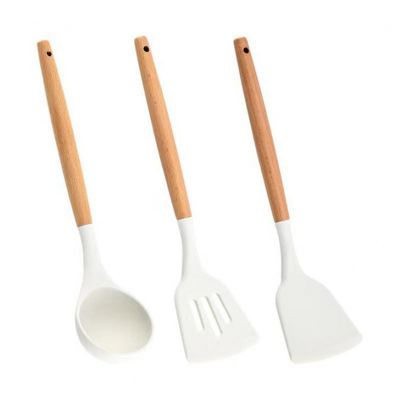 Wooden Handle Silicone Kitchen Utensil Set