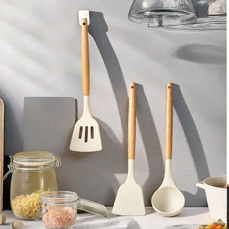 Wooden Handle Silicone Kitchen Utensil Set
