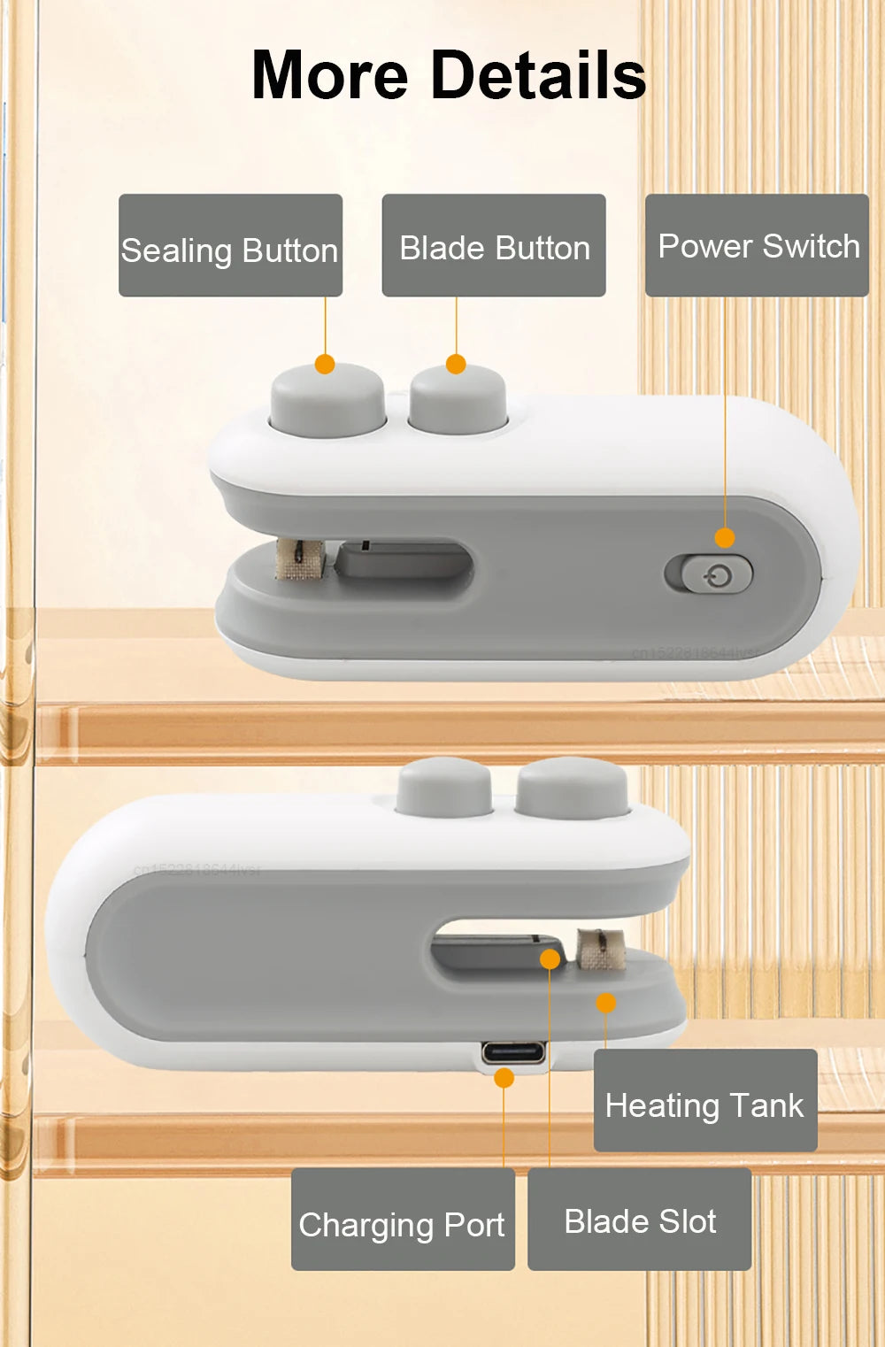 2-in-1 Mini Heat Sealer with Cutter | USB-C Rechargeable Bag Resealer