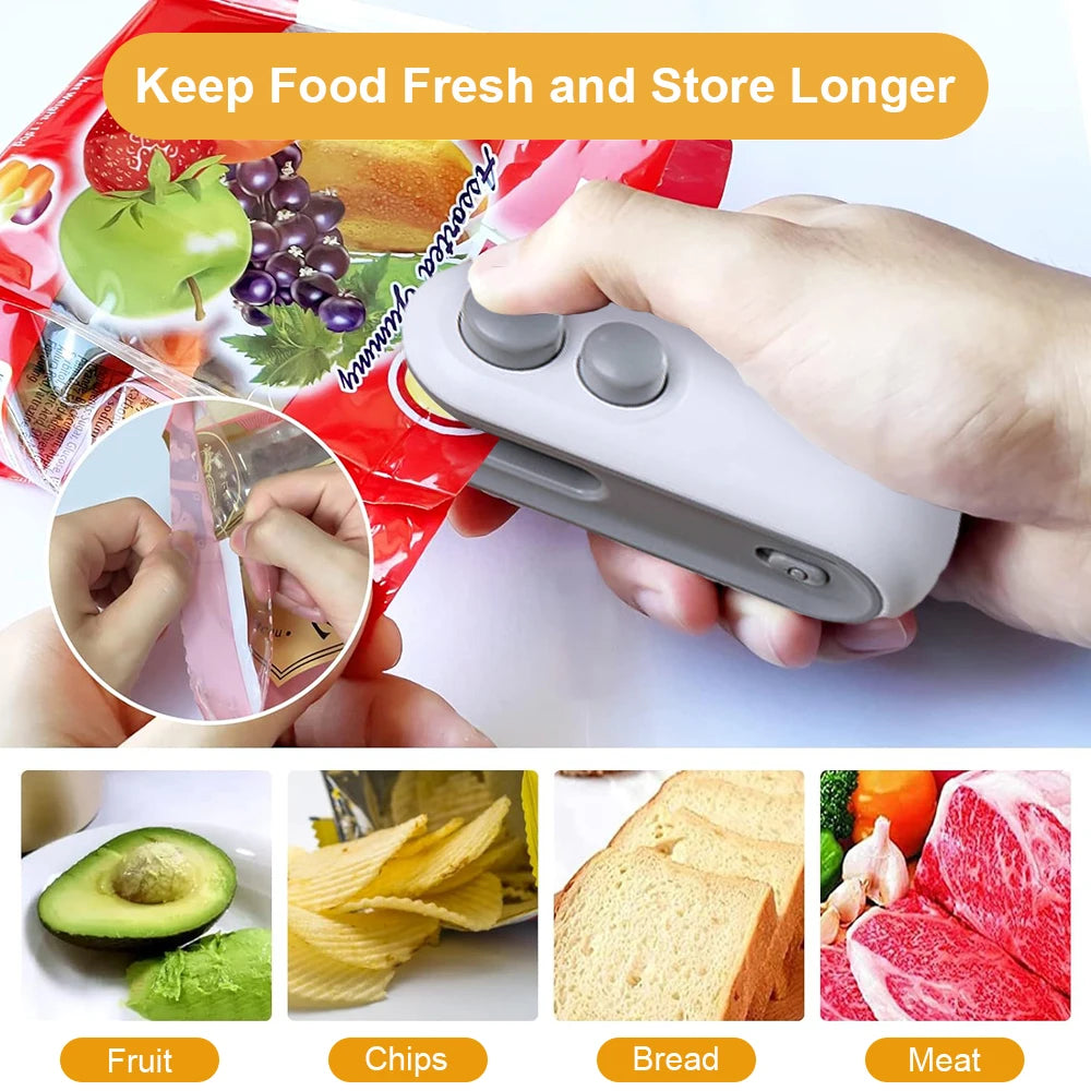 2-in-1 Mini Heat Sealer with Cutter | USB-C Rechargeable Bag Resealer