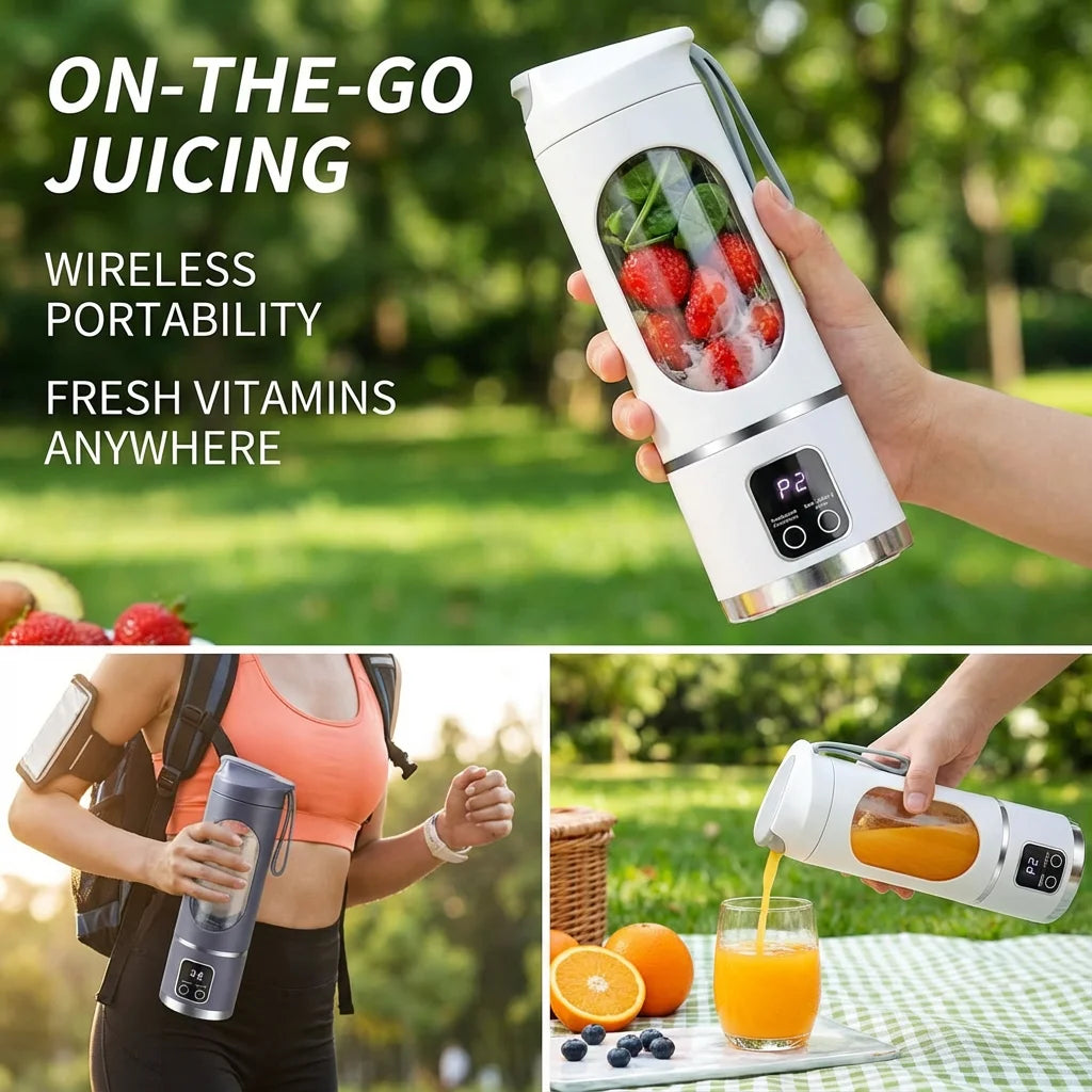 450ML Portable Electric Juicer Cup | Rechargeable Personal Blender with Digital Display
