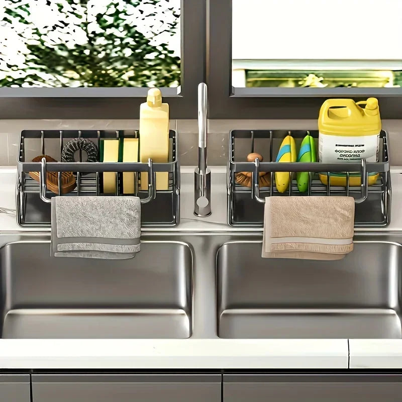No-Drill Kitchen Sink Organizer & Sponge Caddy