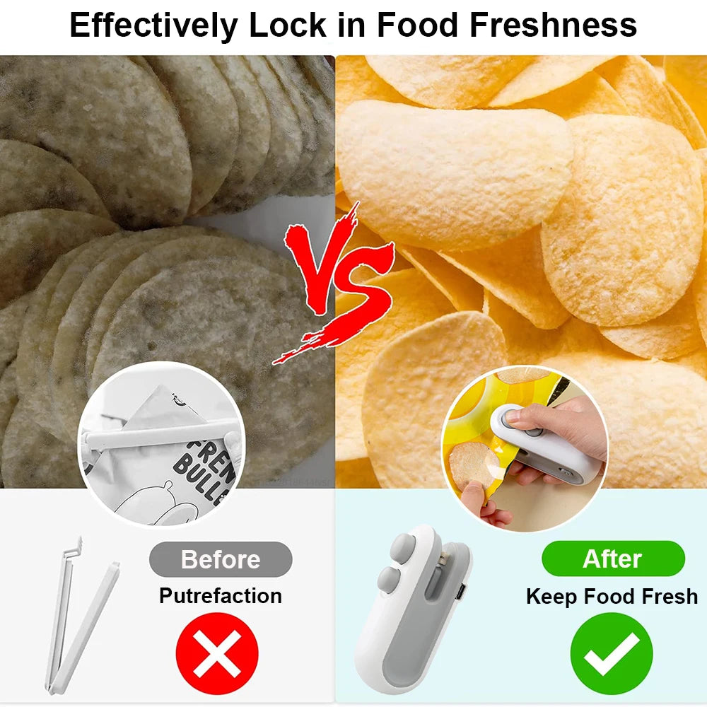 2-in-1 Mini Heat Sealer with Cutter | USB-C Rechargeable Bag Resealer