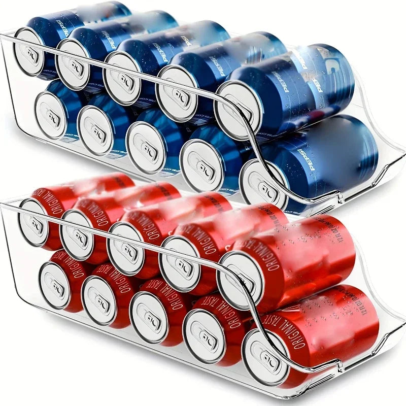 Refrigerator Organizer Bin – Auto Rolling Can Dispenser for Fridge & Pantry