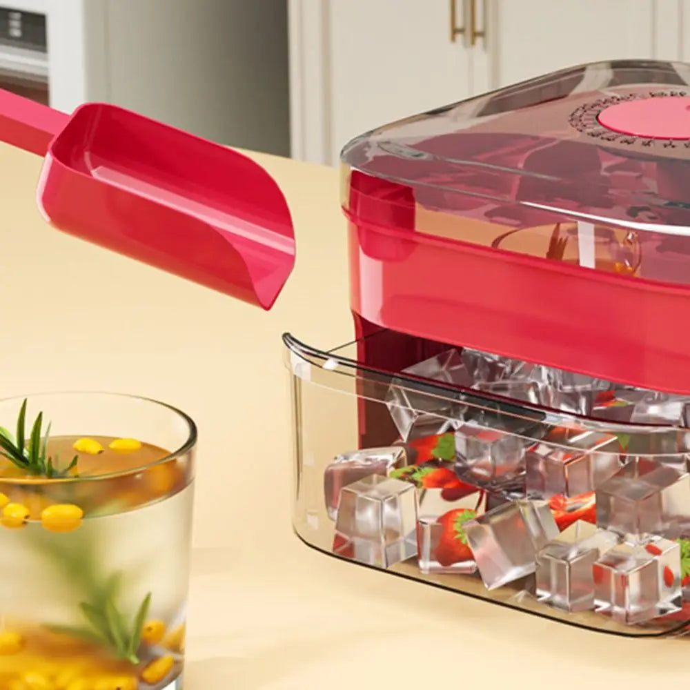 50-Cube Ice Tray with Easy-Press Lid | Double-Layer Stackable Ice Maker