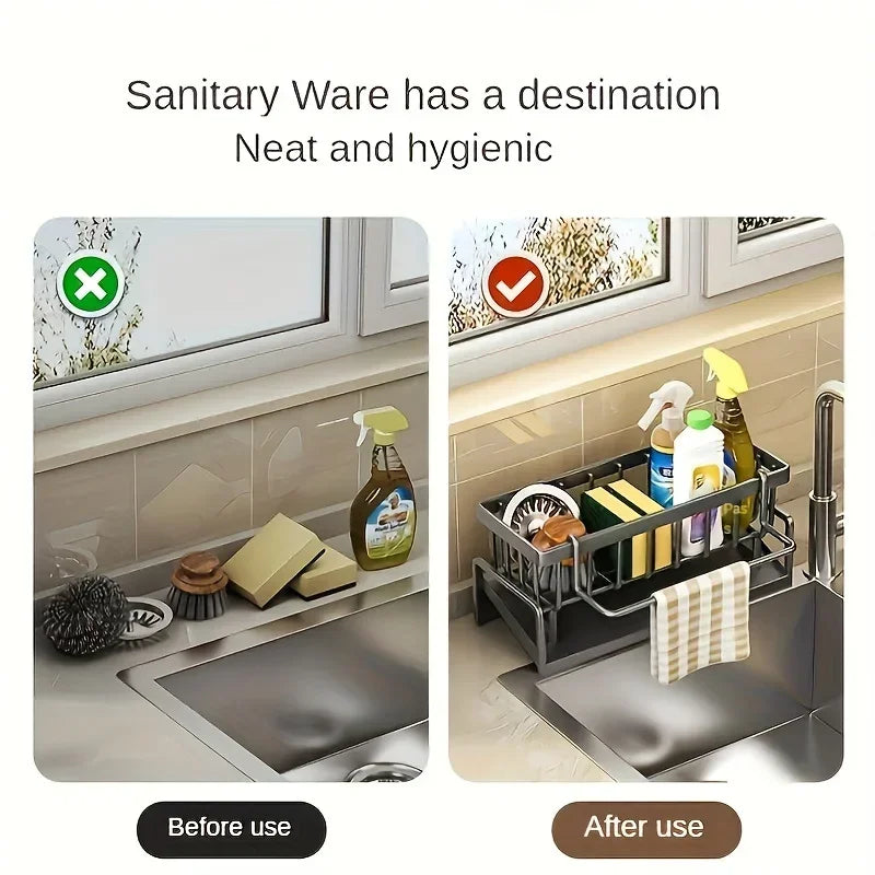 No-Drill Kitchen Sink Organizer & Sponge Caddy