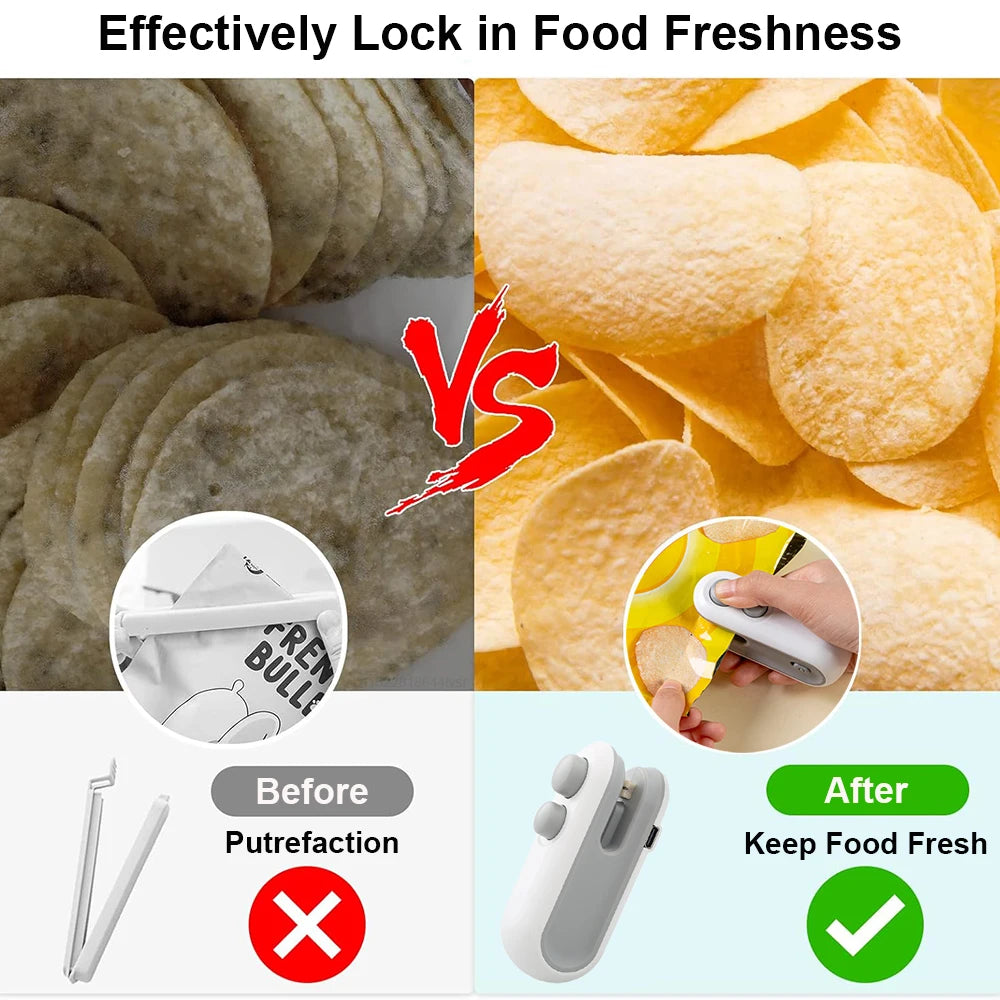 2-in-1 Mini Heat Sealer with Cutter | USB-C Rechargeable Bag Resealer