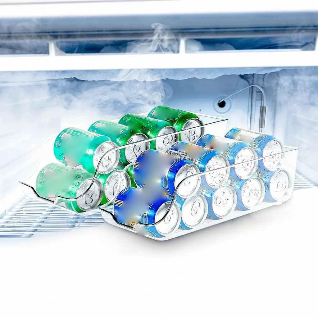 Can Organizer for Fridge & Pantry – Auto-Rolling Dispenser Bin