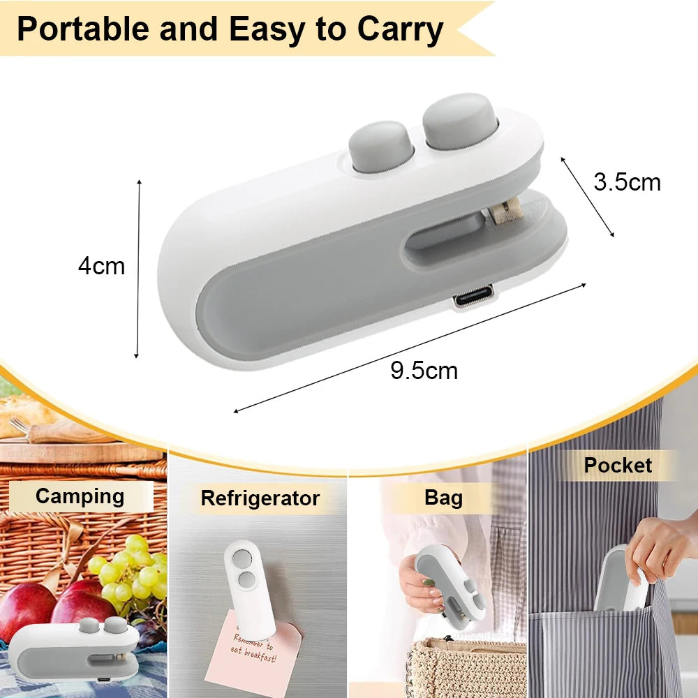 2-in-1 Mini Heat Sealer with Cutter | USB-C Rechargeable Bag Resealer