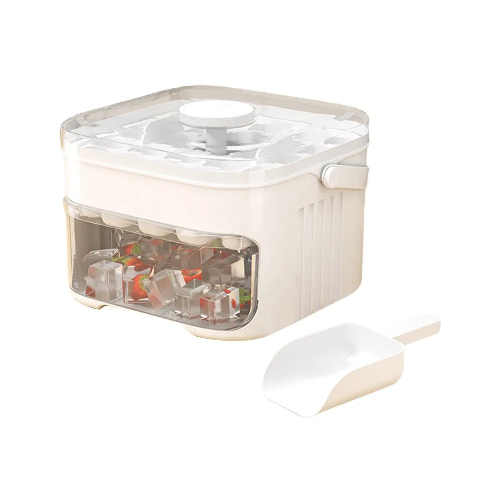 50-Cube Ice Tray with Easy-Press Lid | Double-Layer Stackable Ice Maker