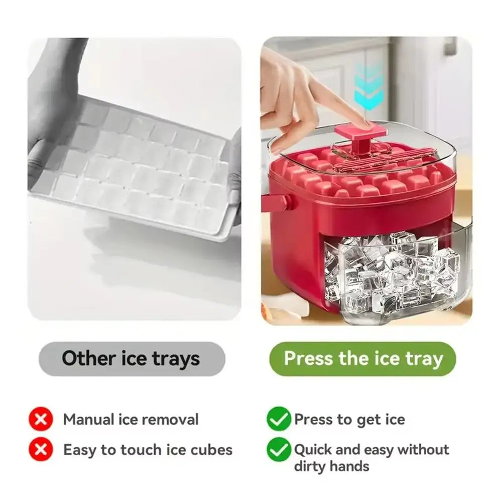 50-Cube Ice Tray with Easy-Press Lid | Double-Layer Stackable Ice Maker