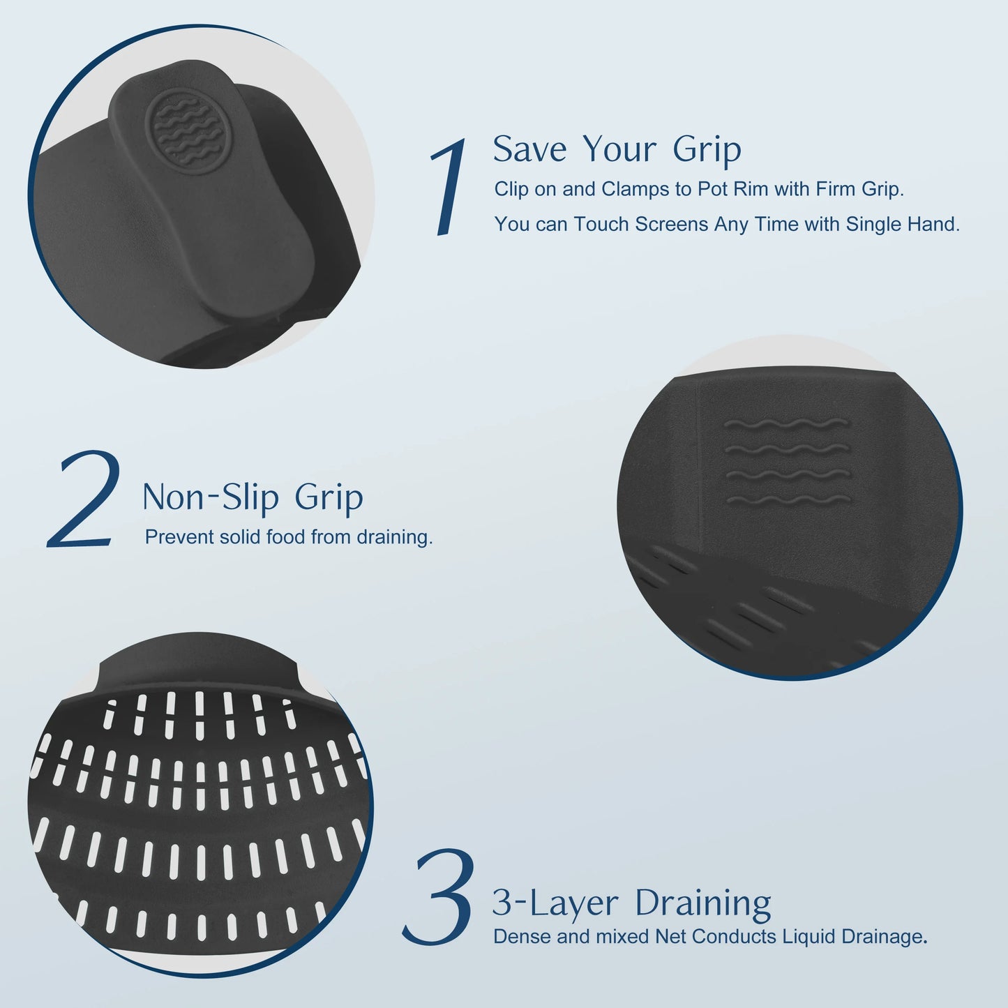 FlexDrain Clip-On Silicone Pot Strainer