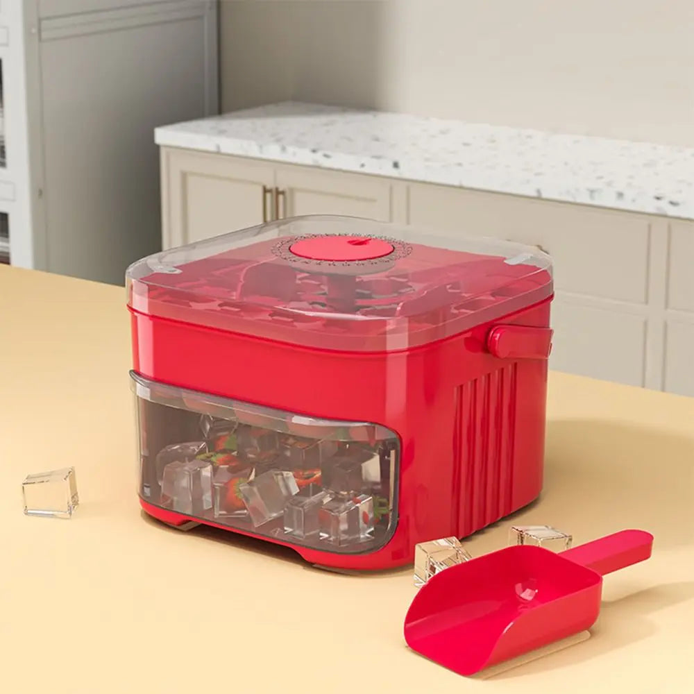 50-Cube Ice Tray with Easy-Press Lid | Double-Layer Stackable Ice Maker