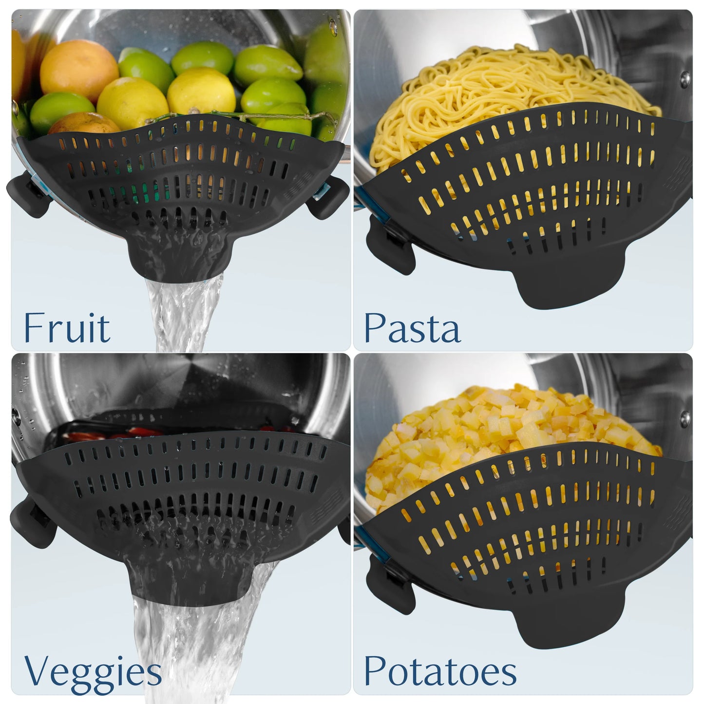 FlexDrain Clip-On Silicone Pot Strainer