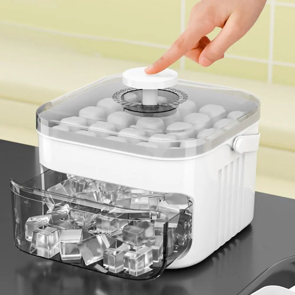 50-Cube Ice Tray with Easy-Press Lid | Double-Layer Stackable Ice Maker