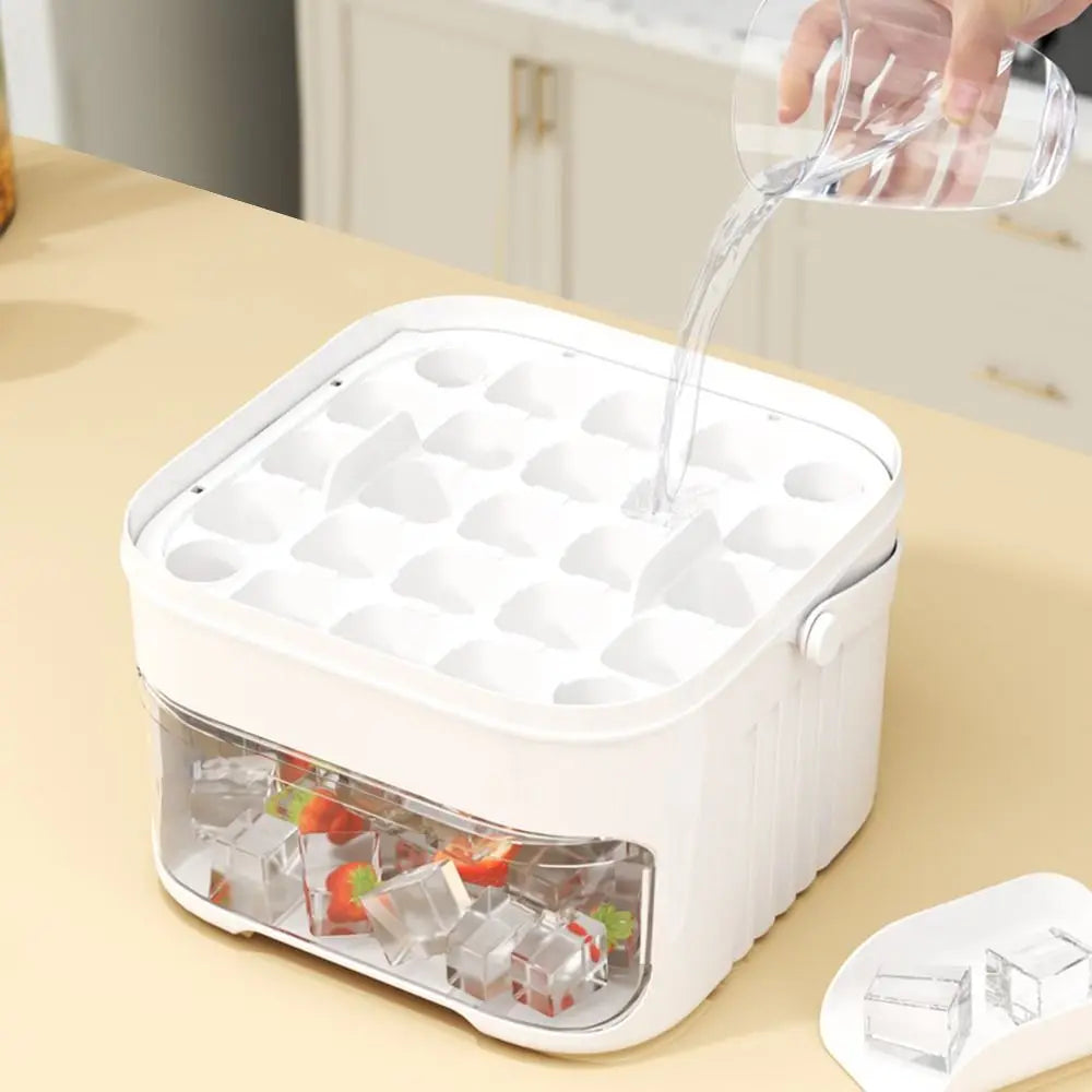 50-Cube Ice Tray with Easy-Press Lid | Double-Layer Stackable Ice Maker