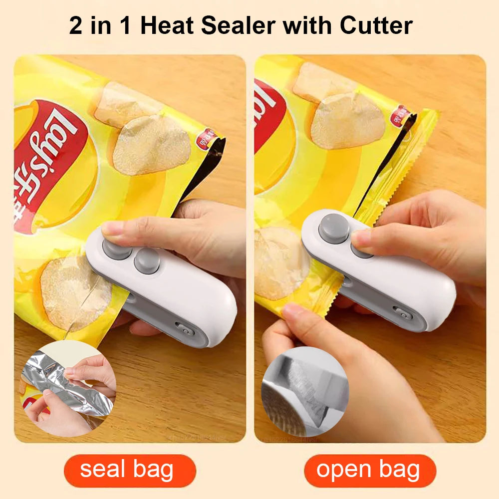 2-in-1 Mini Heat Sealer with Cutter | USB-C Rechargeable Bag Resealer