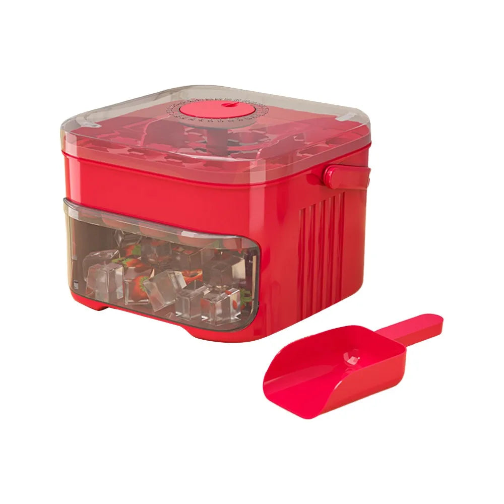 50-Cube Ice Tray with Easy-Press Lid | Double-Layer Stackable Ice Maker