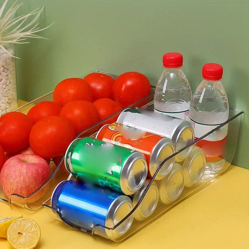 Refrigerator Organizer Bin – Auto Rolling Can Dispenser for Fridge & Pantry