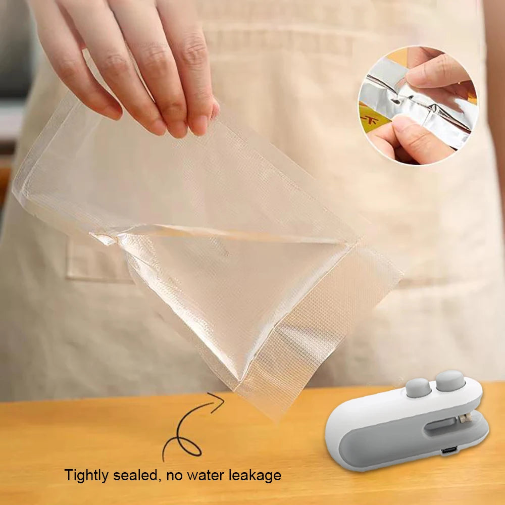 2-in-1 Mini Heat Sealer with Cutter | USB-C Rechargeable Bag Resealer